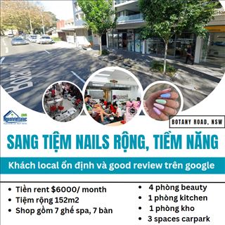 Sang tiệm nails rộng, tiềm năng trên trục đường chính Botany Road